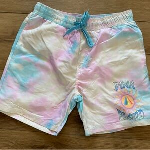NWT Pink Floyd Swim Trunks W Liner Mens Size Large Tie Dye Multi Color Pattern